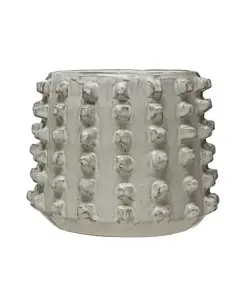 Скульптурное кашпо из керамики с вазой с рельефными точками Storied Home, ivory