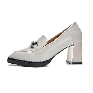 POOQ Женские туфли на платформе с массивным каблуком 7,5 см бежевые, цвет Beige