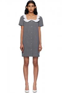 Мини-платье с воротником-жабо Pushbutton, серый