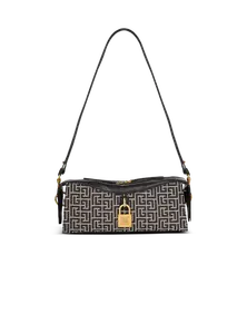 Сумка на плечо Pulse из жаккарда с монограммой и телячьей кожи Balmain, черный