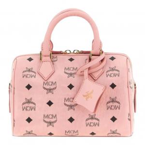 MCM Элла Полиуретановый Бостонский Баг Одноплечевая Женская Сумка Розовый