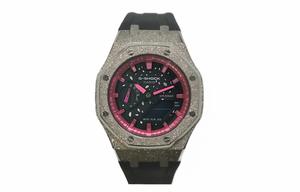 Часы Casio G-Shock Analog-Digital 2100 Series, арт. GA-2100-1A1, 44 мм, черный/серебристо-золотой/цветущая вишня