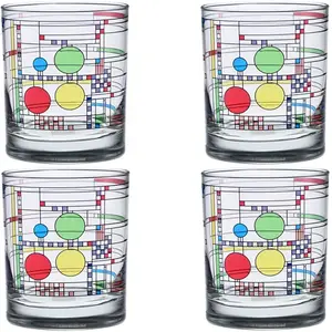 Фрэнк Ллойд Райт Кунли Плейхаус, 14 унций, двойной старомодный стакан, набор из 4 штук Culver, multi