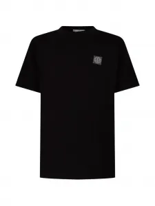 Футболка с нашитым логотипом Stone Island Junior, черный