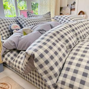 Yalu Комплект постельного белья из 4 предметов (простыня 150 см, пододеяльник 180х220 см), 100% гребенной хлопок, цвет Gree