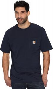 Свободная тяжелая футболка с карманами и короткими рукавами Carhartt, темно-синий