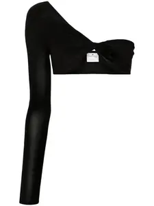 Топ на одно плечо с драпировкой Courrèges, черный