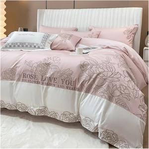WQQ2878FFFFWAAAAA Комплект постельного белья люкс романтический хлопок с вышивкой розы Purple