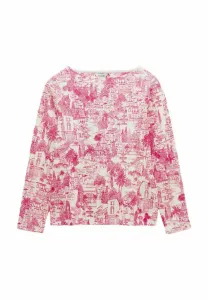 Футболка с длинными рукавами и принтом, прямого кроя, с вырезом-лодочкой. Joules, Pink City Toile