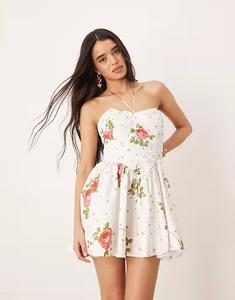 Корсетное мини-платье For Love & Lemons Rosebud белого цвета