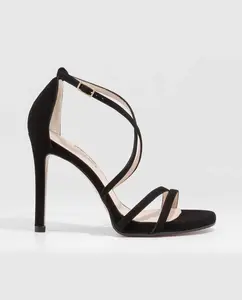 Женские сандалии на каблуке с тонкими ремешками из замши Lodi, черный