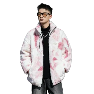 Пуховик Unisex Stand Collar с подкладкой из флиса Others X1617, розовый coat