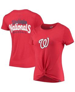 Женская красная футболка Washington Nationals 2-Hit Front Twist Burnout New Era, красный