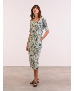 Женское миди-платье из смесовой льняной ткани с застежкой на пуговицы сзади Celtic & Co, Oatmeal palm