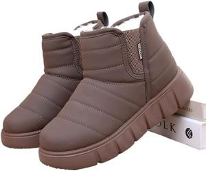 Зимние женские ботинки, снегоступы, утепленные овчиной, ботильоны на щиколотку, водонепроницаемые, с нескользящей подошвой, на платформе, уютные, с меховой подкладкой, модная обувь для холодной погоды на улице Qacksv, Coffee
