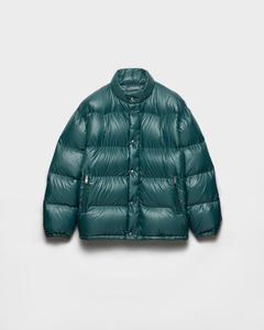 Пуховик средней плотности из переработанного нейлона Prada, голубой