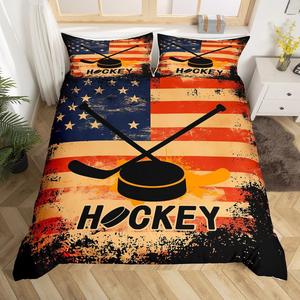 Erosebridal Комплект постельного белья Grunge United States Flag с хоккейной тематикой в винтажном стиле, Multi 33