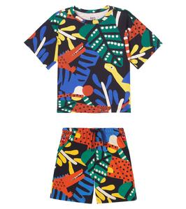 Комплект из хлопковой футболки и шорт с принтом Fábula, Est Amazonbichos Fundo Preto