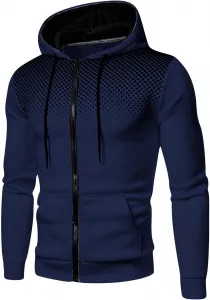 Мужская худи с капюшоном на молнии, свободного кроя, в горошек