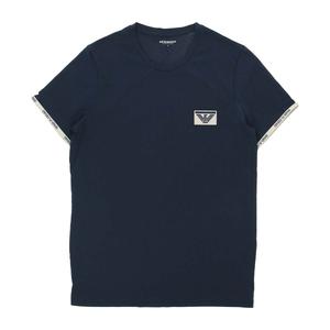 Футболка EMPORIO ARMANI с логотипом и окантовкой, стандартного кроя, с коротким рукавом, размер EU, цвет 68. Navy