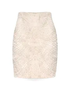 Мини-юбка, украшенная кристаллами Elisabetta Franchi, нейтральный