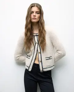 Женская вязаная куртка с контрастными вставками Tintoretto, песочный