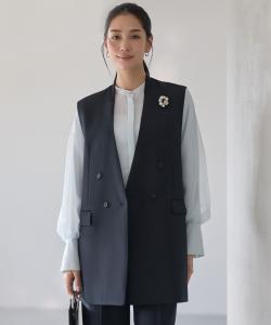 Жилет без воротника с двойным перекрещивающимся воротником и высокой посадкой