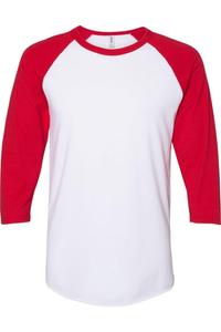 Футболка бейсбольная JERZEES Premium Blend Ringspun с рукавом реглан три четверти, цвет white/ true red