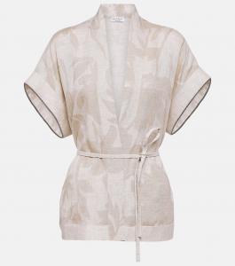 Льняной топ Brunello Cucinelli, бежевый