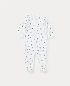 Универсальный хлопковый комбинезон с мишкой Поло Polo Ralph Lauren, белый