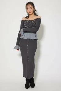 Платье из плотной вязки с цветочным принтом, открывающим плечи, с двумя вариантами кроя Rienda, цвет L/Blk1