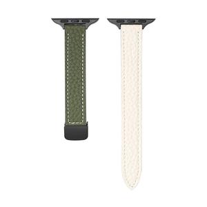 Ремешок Apple совместимый кожаный IBOANN, светло-коричневый и экрю