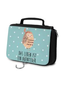 Mr. & Mrs. Panda Косметичка в виде совы с перьевым декором и надписью бирюзового пастельного цвета