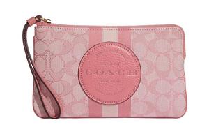 COACH Кожаный текстильный кошелёк для монет женский маленький золотистый карамельный