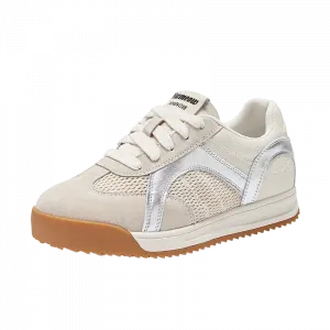 QINGZHUHU Женские низкие кэжуал кроссовки бежевые, комбинированные из сетки и натуральной кожи, с высотой подошвы 6 см