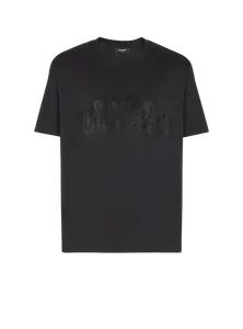 Футболка с вышивкой в виде россыпи кристаллов Balmain, черный