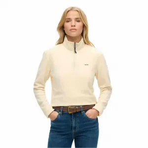 Укороченная толстовка Superdry Polar Fleece с застежкой-молнией до середины груди, бежевый