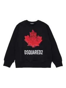 Толстовка Slouch с принтом Dsquared2 Kids, черный