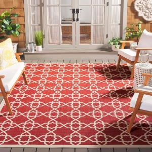 Ковер SAFAVIEH, 275 x 366 см, Washable Outdoor Courtyard Collection - Red & Beige, Non-Shedding & Easy Cleaning, идеальный для патио, заднего двора, прихожей (CY6032-248)