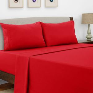 Коллекция Lux Decor, 4 шт., однотонные простыни, роскошные простыни с глубокими карманами и наволочками с вышивкой LDC Lux Decor Collection, цвет Burgundy