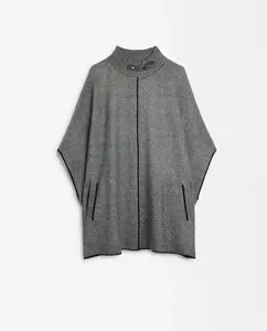Женское вязаное пончо с высоким воротом, однотонное Parfois, серый