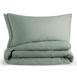 Постельное белье из муслина, 100% хлопок, 200/200 см и 2 х 40/80 см, зеленое Blumtal, зеленый