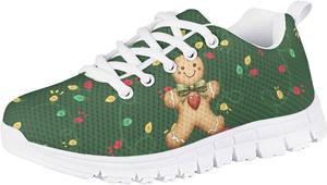 Кроссовки Forchrinse для мальчиков и девочек на Рождество, детские шнурованные теннисные кроссовки, легкие, дышащие, для ходьбы и бега, Christmas Gingerbread Man
