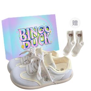 BINGO DUCK Женские скейтерские кроссовки лоу топ бежево-желтые+эксклюзивная коробка для обуви+подарочные носки, цвет Beige Yellow+Exclusive Shoe Box+Gift Socks