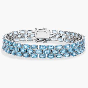 Браслет Trio Oval Blue Topaz из стерлингового серебра (5x3 мм) Blue Nile