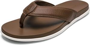 Мужские кожаные сандалии OLUKAI Olali, и удобные шлепанцы, мягкий и долговечный материал, поддержка свода стопы и комфорт на весь день, Almond/Almond