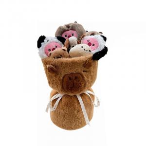 Плюшевая игрушка капибара с букетом, высота 30 см A little tide to play