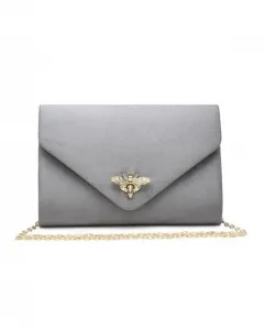 Замшевый клатч с застежкой Bee Lock JFY, серый