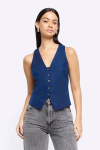 Жилет с пуговицами спереди River Island, синий