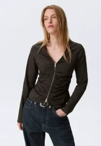 Сборки, лонгслив, молния, топ с длинными рукавами Weekday, Dark Brown
